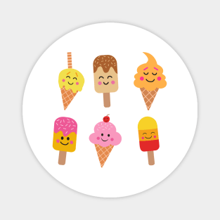 Kawaii Smiling Ice Cream and Popsicles Magnet